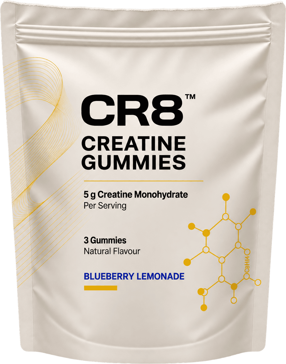 An open pouch of CR8 Creatine Gummies